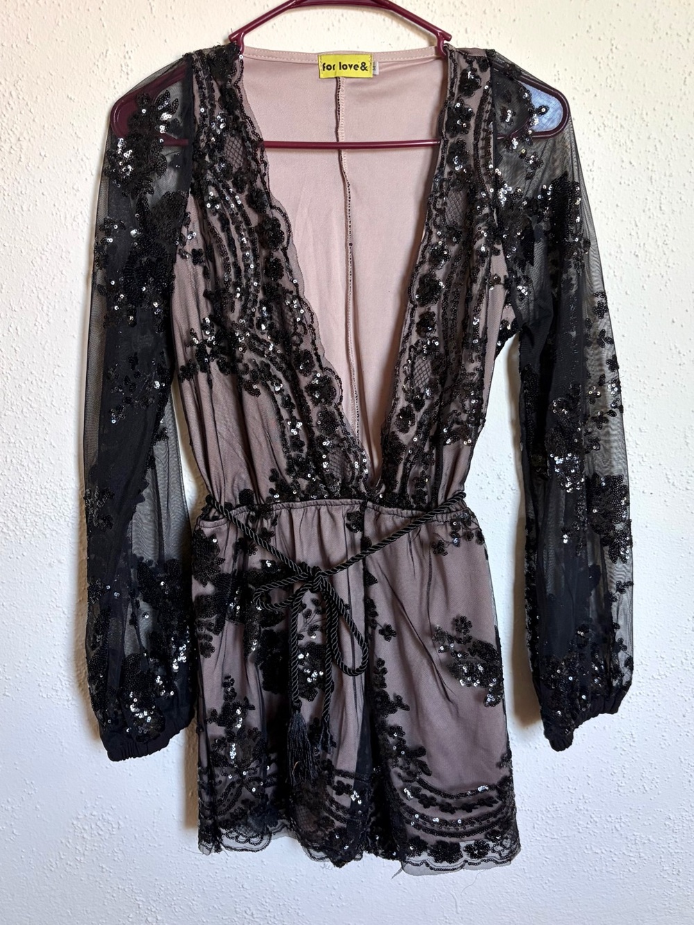 Boutique Sequin Deep V Romper